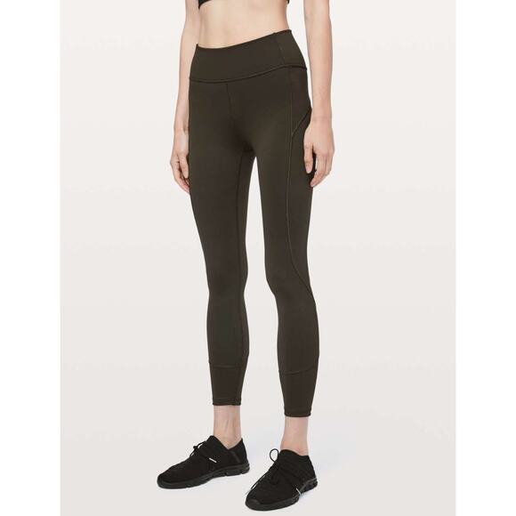 Lululemon In Movement 7/8 Tight Everlux Dark Olive Green Leggings - Picture 1 of 8